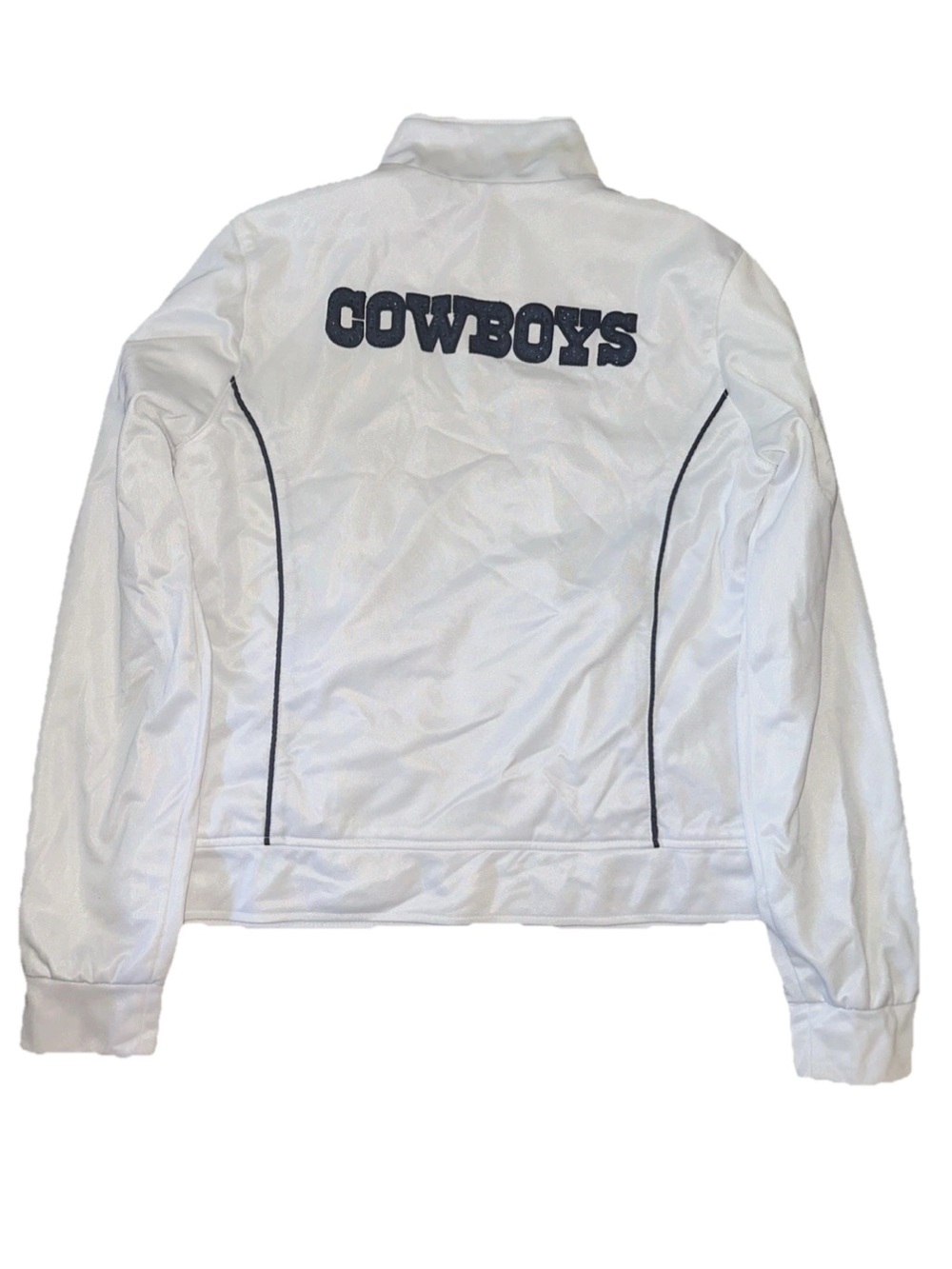 Dallas Cowboys Jacket Womens Medium Blue White Full Zip NFL Sparkle